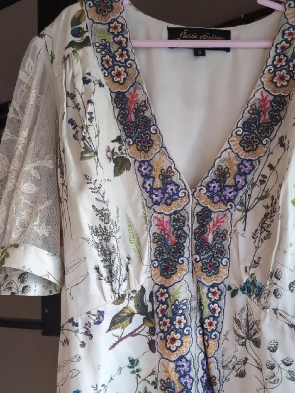 NWT Anthropologie Geisha Designs Donna Embroidered Floral Lace Dress S - Picture 5 of 8
